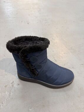 Womens Warm Fur Lined Winter Snow Boots Waterproof Ankle Boots 950 navy